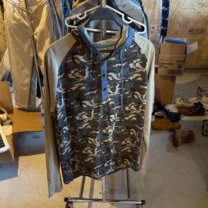 Camouflage Hoodie with Tan Sleeves